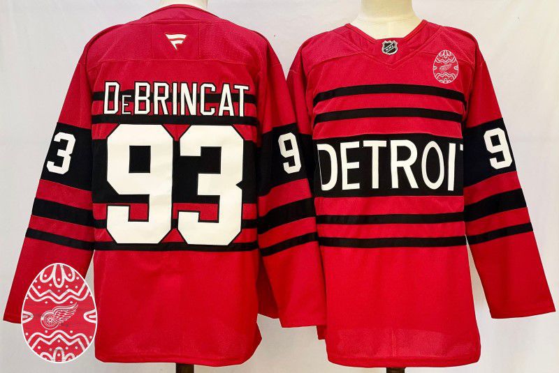 Men Detroit Red Wings 93 Debrincat Red Fanatics 2025 NHL Jersey style 2